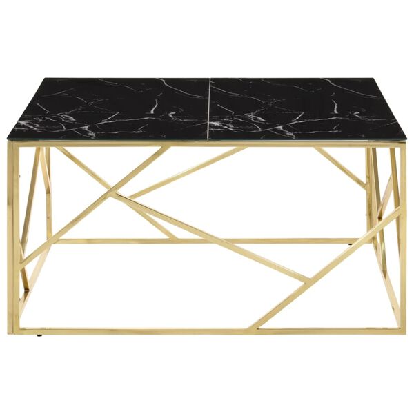 vidaXL Table basse dor&eacute; acier inoxydable et verre tremp&eacute;