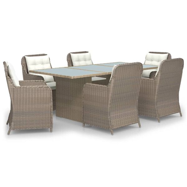 vidaXL Ensemble &agrave; manger de jardin 7 pcs R&eacute;sine tress&eacute;e Marron