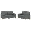 vidaXL Ensemble de canap&eacute;s 2 pcs coussins gris fonc&eacute; tissu