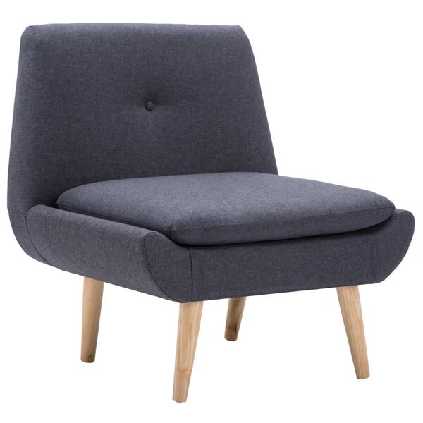 vidaXL Fauteuil sans accoudoirs avec repose-pied gris foncé tissu