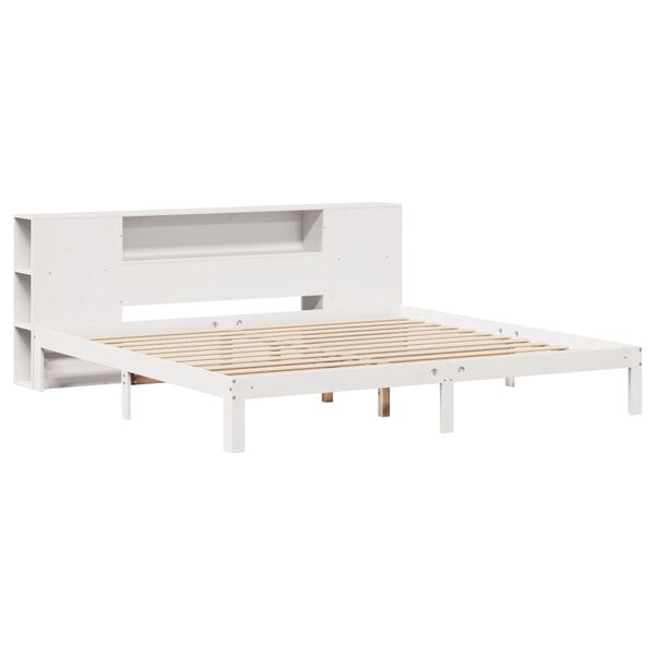 vidaXL Lit bibliothèque sans matelas blanc 180x200 cm bois pin massif