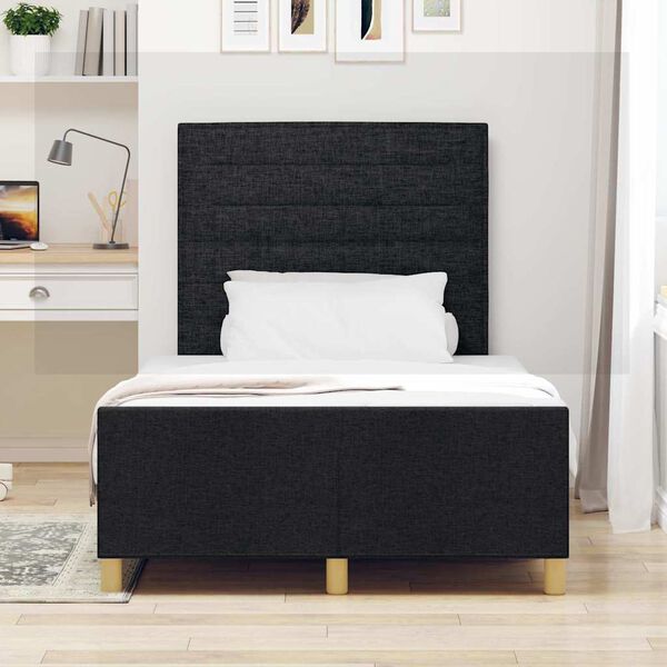 vidaXL Cadre de lit avec t&ecirc;te de lit Noir 120 x 200 cm tissu
