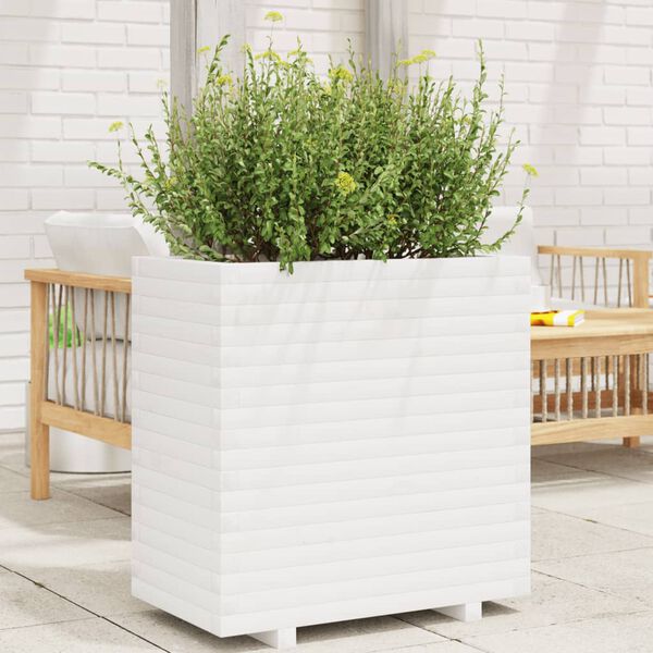 vidaXL Jardini&egrave;re blanc 70x40x72 cm bois de pin massif