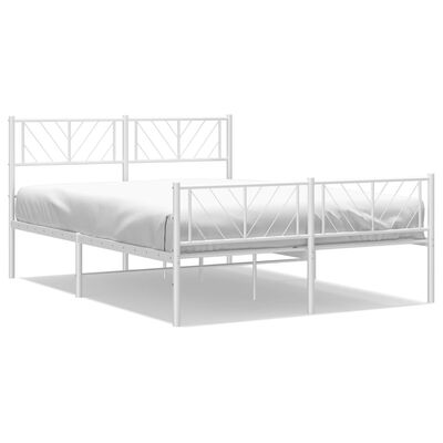 vidaXL Cadre de lit métal sans matelas et pied de lit blanc 150x200 cm