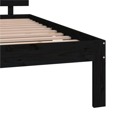 vidaXL Cadre de lit Noir Bois massif 135x190 cm Double