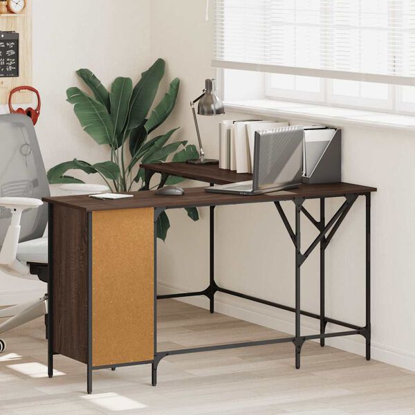 vidaXL Bureau ch&ecirc;ne marron 141x141x75 cm bois d'ing&eacute;nierie