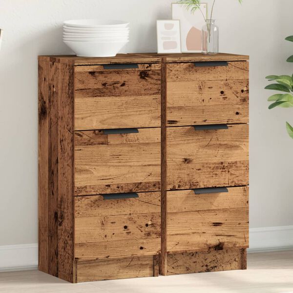 vidaXL Buffets 2 pcs vieux bois 30x30x70 cm bois d'ing&eacute;nierie