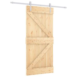 vidaXL Porte coulissante 95 x 210 cm Bois de pin massif (non trait&eacute;)