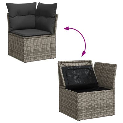 vidaXL Salon de jardin 11 pcs avec coussins gris résine tressée