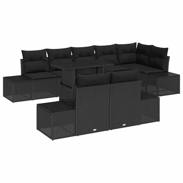 vidaXL Ensemble de canap&eacute; de jardin 9 pcs Noir Poly rotin