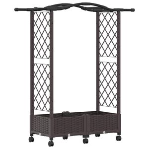 vidaXL Lit &Eacute;lev&eacute; avec Treillis et Toit Marron 124 x 40 x 129 cm PP