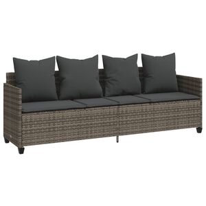 vidaXL Chaise longue avec coussins gris r&eacute;sine tress&eacute;e