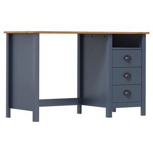 vidaXL Bureau Hill avec 3 tiroirs Gris 120x50x74 cm Pin solide