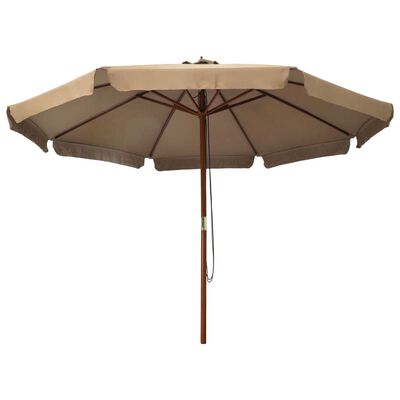 vidaXL Parasol d'extérieur avec mât en bois 330 cm Taupe