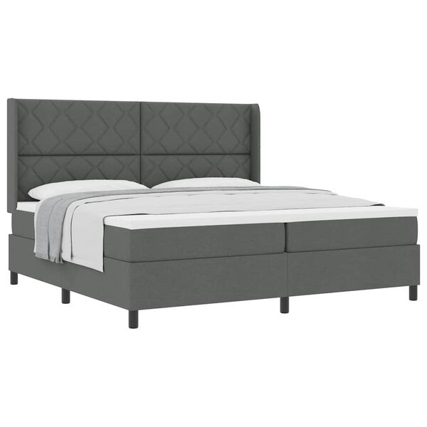 vidaXL Lit à ressorts avec matelas Gris foncé 200 x 200 cm tissu
