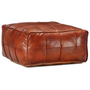 vidaXL Pouf 60 x 60 x 30 cm Brun roux Cuir v&eacute;ritable de ch&egrave;vre