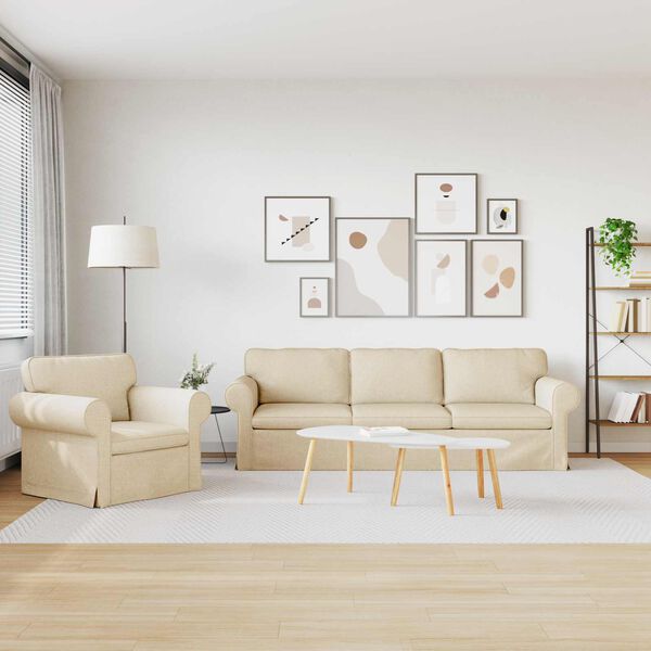 vidaXL Canap&eacute; 210cm 2 pcs Cr&egrave;me M&eacute;tал