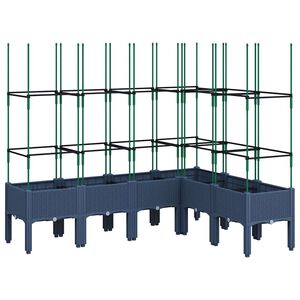 vidaXL Jardini&egrave;re avec treillis bleu gris 160x120x142,5 cm PP