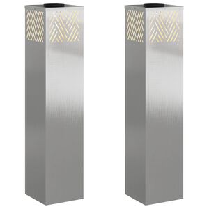 vidaXL Lumi&egrave;re de chemin LED solaire 2 pc Blanc chaud 18 x 18 x 80 cm