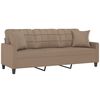 vidaXL Canap&eacute; 3 places et oreillers et coussins Cappuccino 180 cm