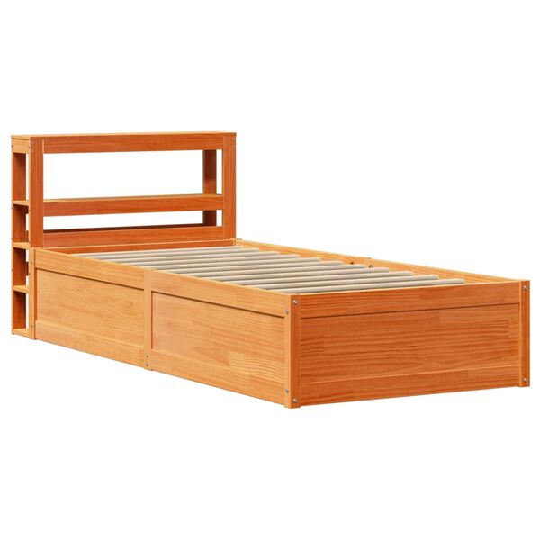 vidaXL Cadre de lit et t&ecirc;te de lit cire marron 100x200 cm bois de pin