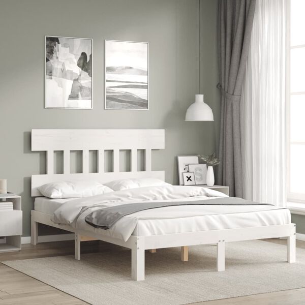 vidaXL Cadre de lit sans matelas blanc 140x190 cm bois de pin massif