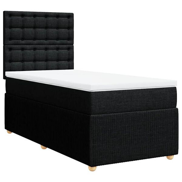 vidaXL Sommier à lattes de lit avec matelas Noir 90x200 cm Tissu