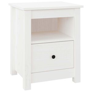 vidaXL Table de chevet Blanc 40x35x49 cm Bois de pin massif