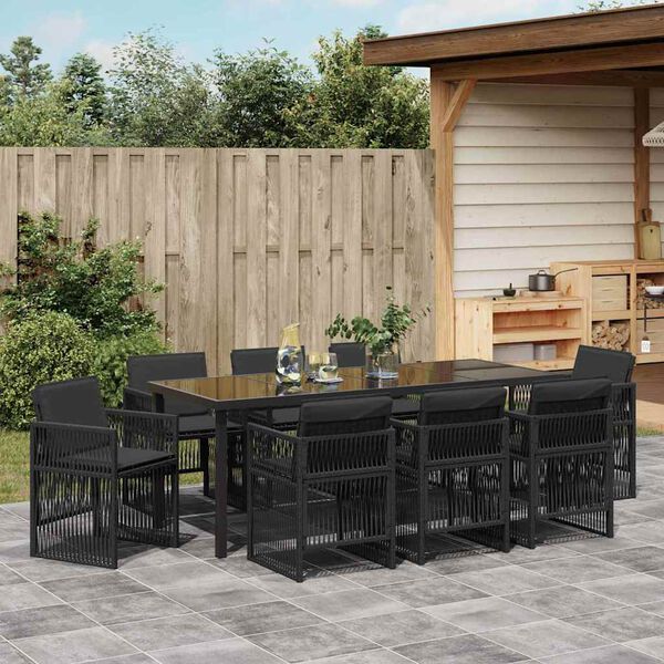 vidaXL Ensemble de salle &agrave; manger pour jardin 9 pcs Noir