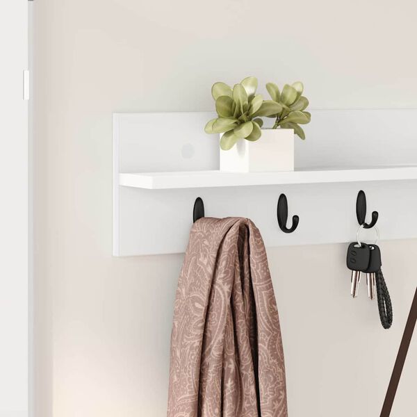 vidaXL Porte-manteau mural Blanc 100 x 10,5 x 18 cm Bois d'ing&eacute;nierie