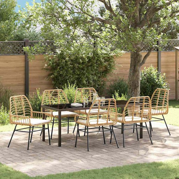 vidaXL Ensemble de salle &agrave; manger pour jardin 7 pcs Marron polyrotin