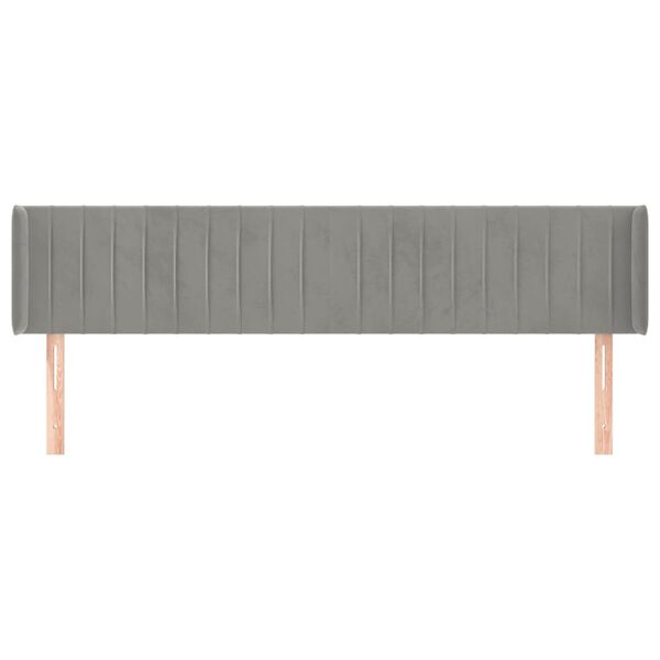 vidaXL T&ecirc;te de lit avec oreilles Gris clair 183x16x78/88 cm Velours