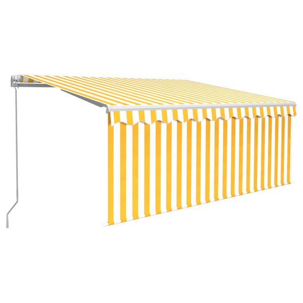 vidaXL Auvent manuel r&eacute;tractable avec store 3x2,5 m Jaune et blanc