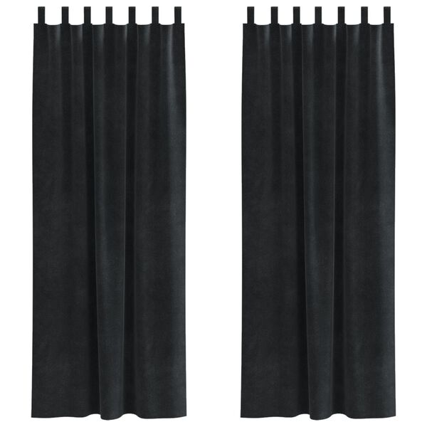 vidaXL Rideaux occultants 2 pcs Noir 140 x 225 cm Velours