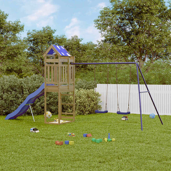 vidaXL Aire de jeux d'ext&eacute;rieur bois de pin impr&eacute;gn&eacute;