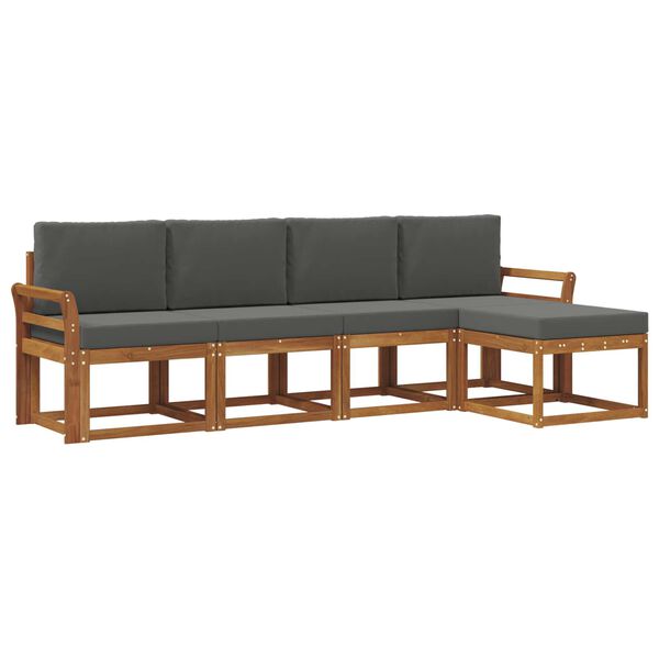 vidaXL Ensemble de canap&eacute;s d'ext&eacute;rieur 5 pcs Naturel et Anthracite