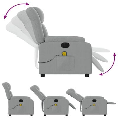 vidaXL Fauteuil de massage inclinable électrique gris clair tissu