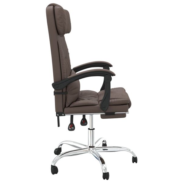 vidaXL Fauteuil de massage inclinable de bureau Marron Similicuir