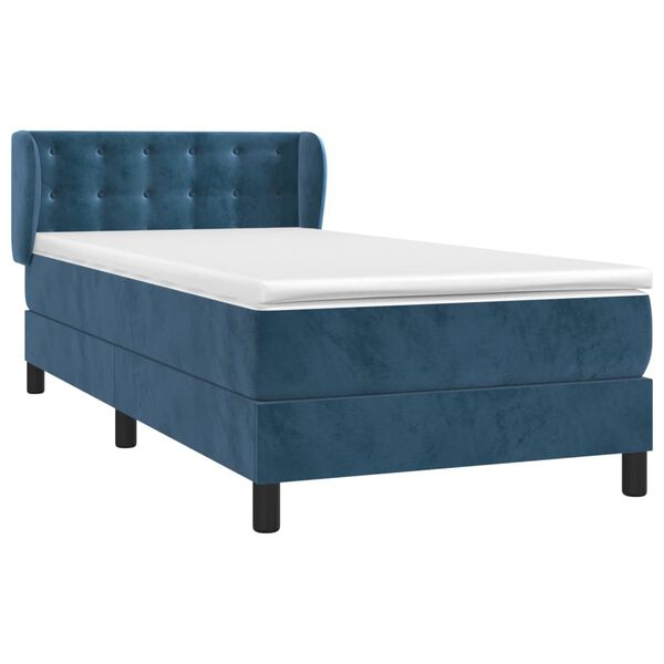 vidaXL Sommier &agrave; lattes de lit avec matelas Bleu fonc&eacute; 90x200 cm