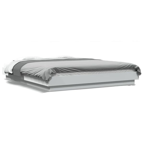 vidaXL Cadre de lit avec lumières LED sans matelas blanc 150x200 cm