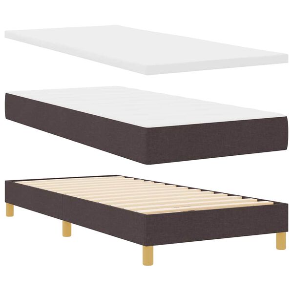 vidaXL Lit &agrave; ressorts avec matelas Marron fonc&eacute; 190 x 90 cm Polyester