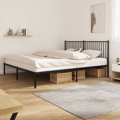 vidaXL Cadre de lit métal sans matelas avec tête de lit noir 183x213cm