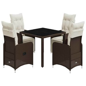 vidaXL Ensemble de bistro de jardin 5 pcs coussins marron poly rotin