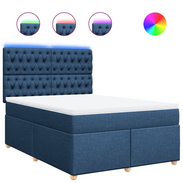 vidaXL Sommier &agrave; lattes de lit avec matelas Bleu 140x200 cm Tissu