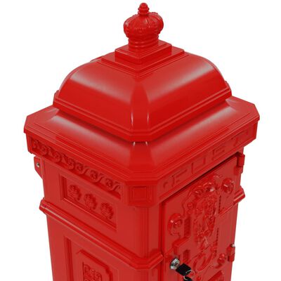 vidaXL Boîte aux lettres à pilier Aluminium Vintage antirouille Rouge