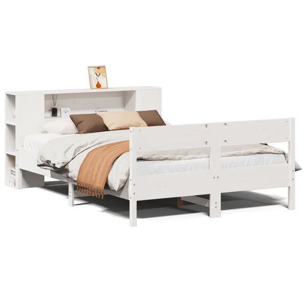 vidaXL Lit biblioth&egrave;que sans matelas blanc 120x200 cm bois pin massif