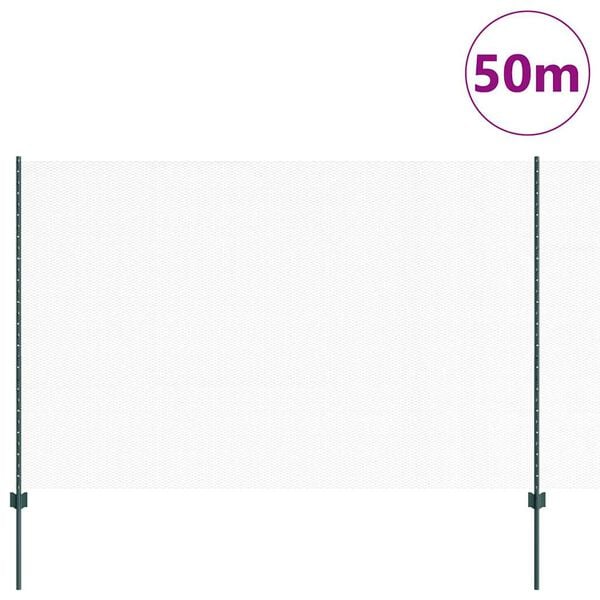 vidaXL Clôture avec poteau Vert 1,6 x 50 m Acier et PVC