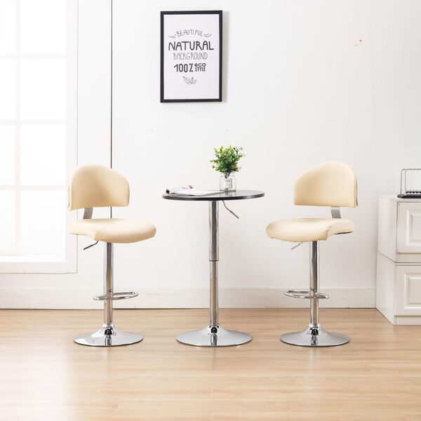 vidaXL Tabourets de bar lot de 2 cr&egrave;me similicuir
