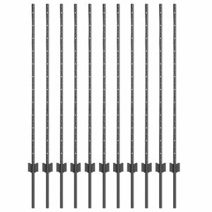 vidaXL Poteau de cl&ocirc;ture. 11 pcs Gris 120 cm Acier