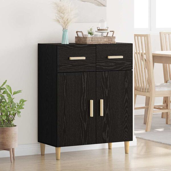 vidaXL Buffet Ch&ecirc;ne noir 34 x 69,5 x 89 cm Bois d'ing&eacute;nierie